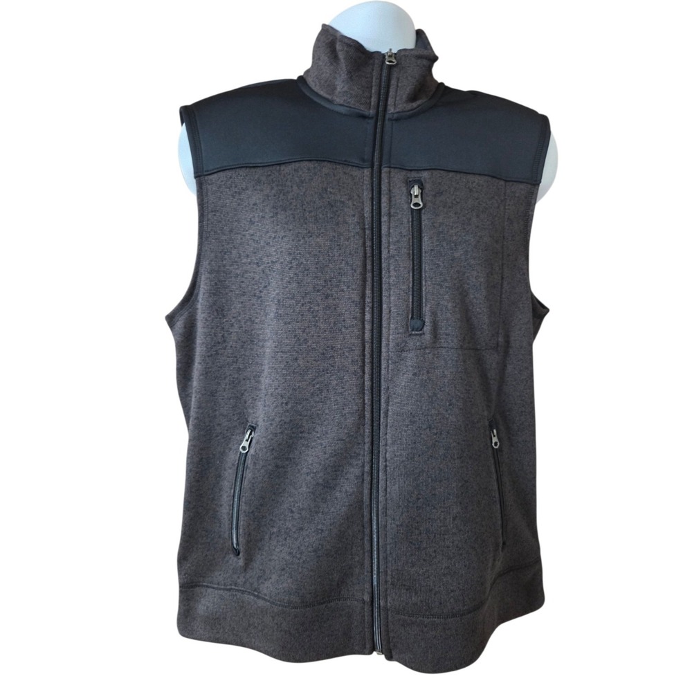Sonoma Mens' Supersoft Sweater Fleece Vest W Pockets Full Zip Dark Gray L NWOT